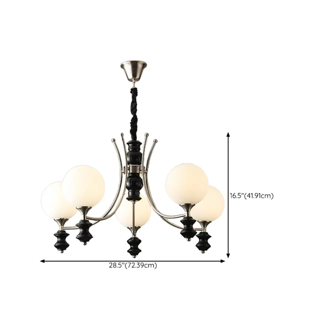 Vintage Black LED Chandelier with Metal and Glass Design Image - 15