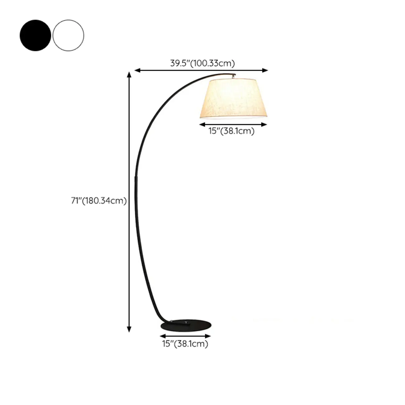 Elegant Arched Floor Lamp with White Fabric Shade for Decor #size | homeyfad