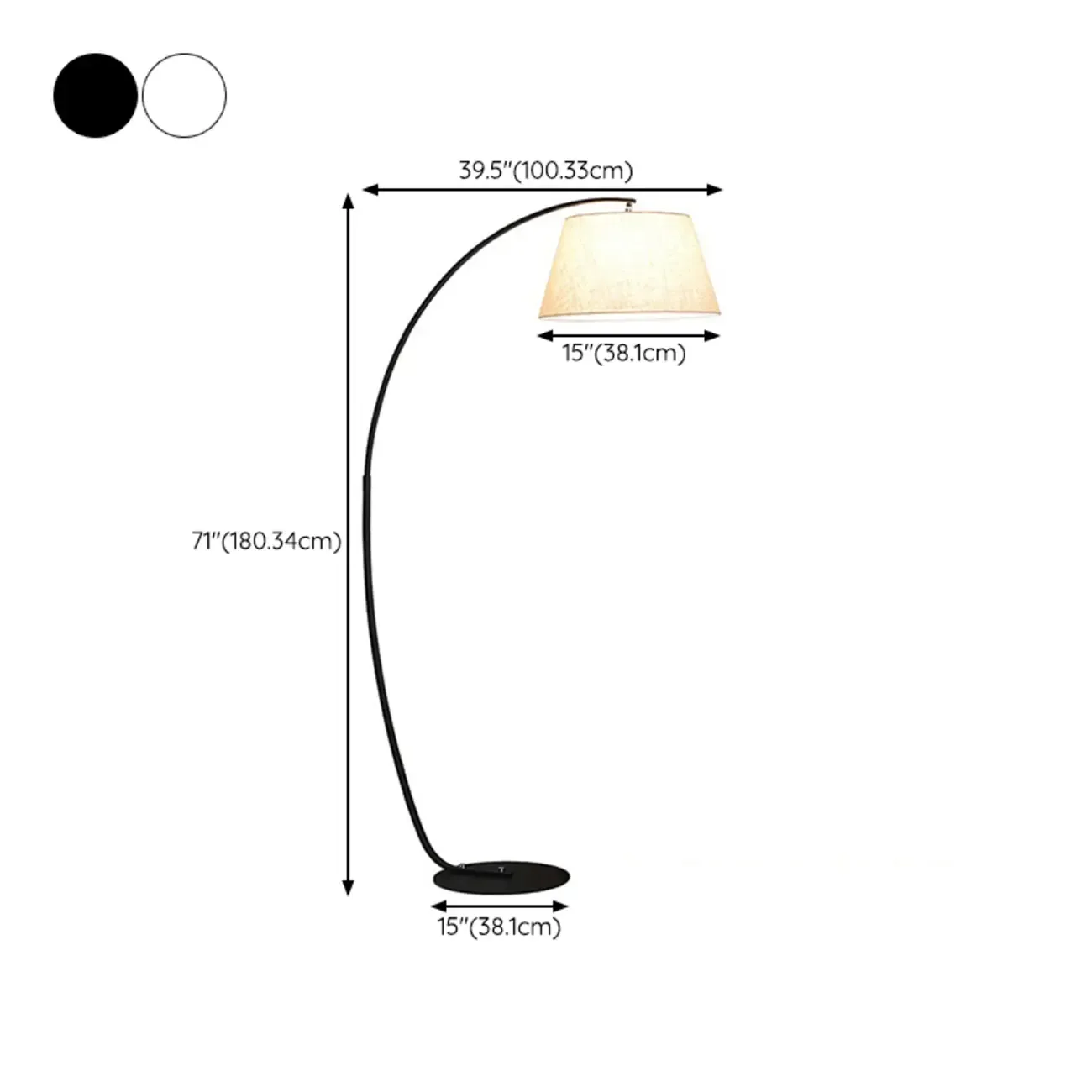 Elegant Arched Floor Lamp with White Fabric Shade for Decor #size