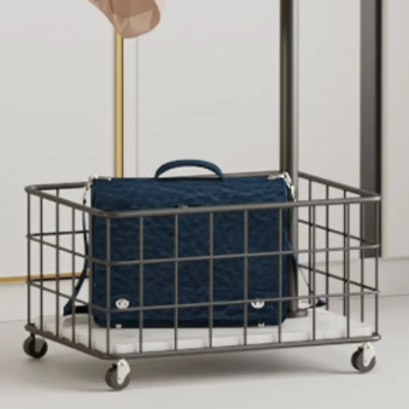 Glam Metal Coat Rack with Shelf and Basket Image - 13