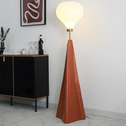 Designer White Glass Globe Floor Lamp with Unique Mountain Shape Image - 2