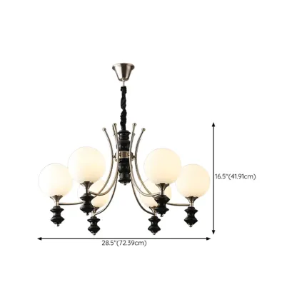 Vintage Black LED Chandelier with Metal and Glass Design Image - 16