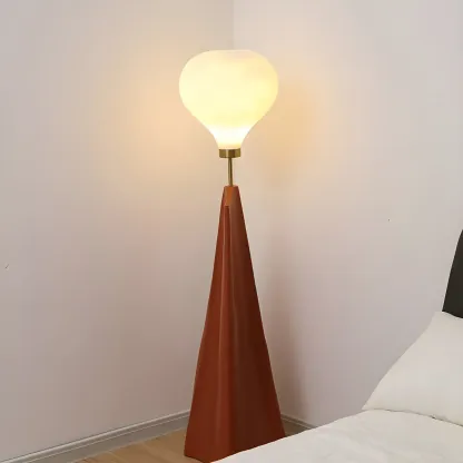 Designer White Glass Globe Floor Lamp with Unique Mountain Shape Image - 3
