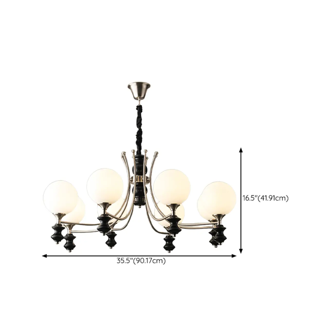 Vintage Black LED Chandelier with Metal and Glass Design Image - 17 | homeyfad