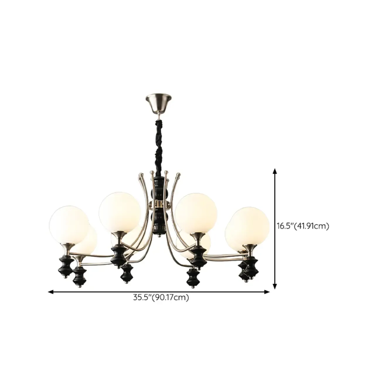 Vintage Black LED Chandelier with Metal and Glass Design Image - 17