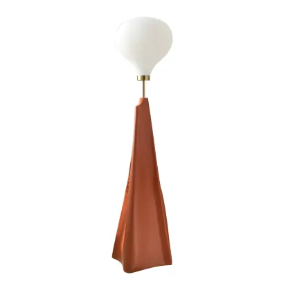 Designer White Glass Globe Floor Lamp with Unique Mountain Shape Image - 5
