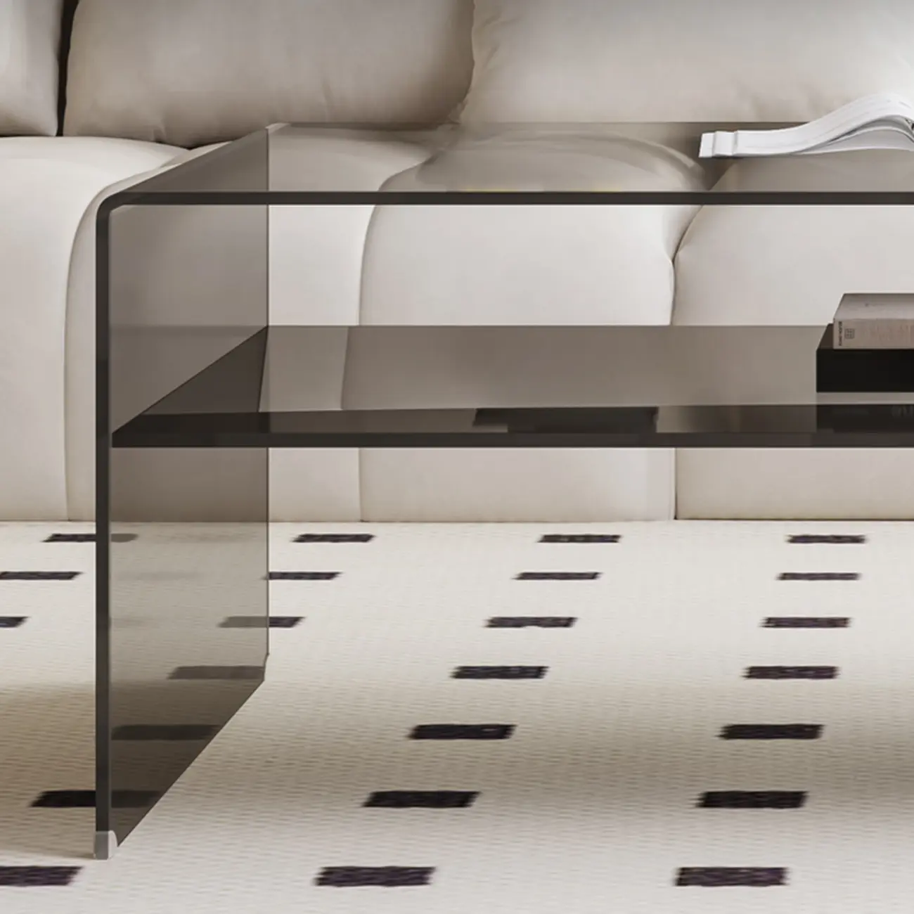 Modern Rectangular Black Coffee Table with Transparent Design Image - 8 | homeyfad
