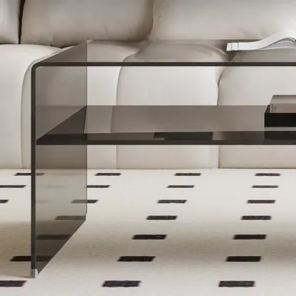 Modern Rectangular Black Coffee Table with Transparent Design Image - 8