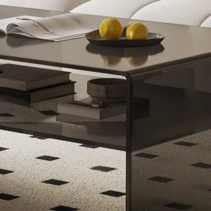 Modern Rectangular Black Coffee Table with Transparent Design Image - 9