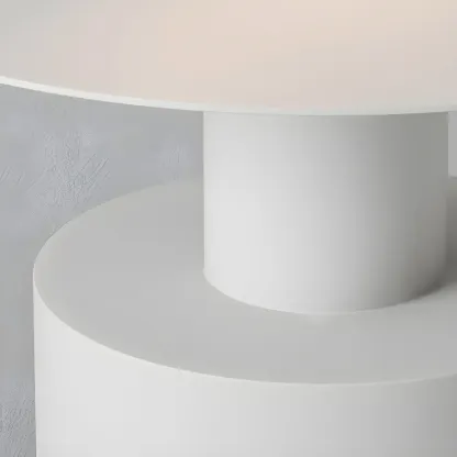 Minimalist White Metal Bedside Table in Round Shape Image - 10