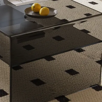 Modern Rectangular Black Coffee Table with Transparent Design Image - 10