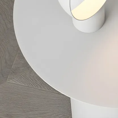 Minimalist White Metal Bedside Table in Round Shape Image - 11