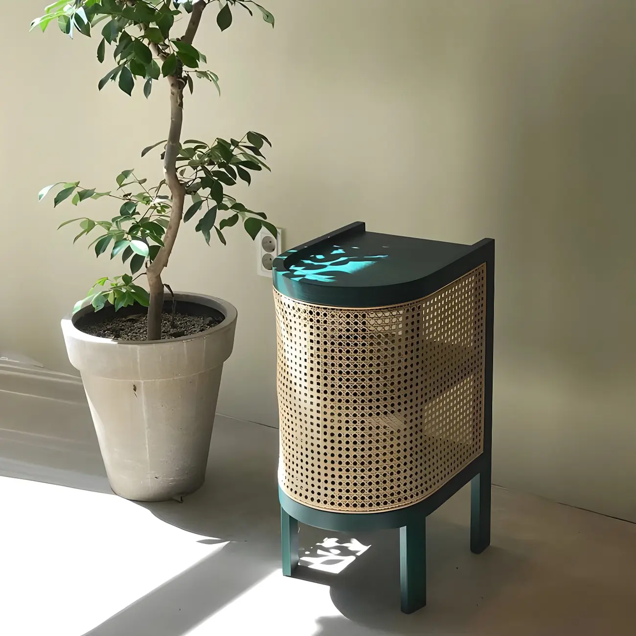 Rustic Natural Wooden Bedside Table with Open Storage Shelves Image - 6 | homeyfad