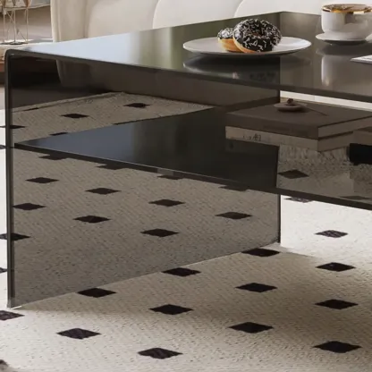 Modern Rectangular Black Coffee Table with Transparent Design Image - 12