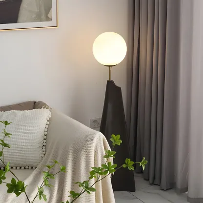 Designer White Glass Globe Floor Lamp with Unique Mountain Shape Image - 10