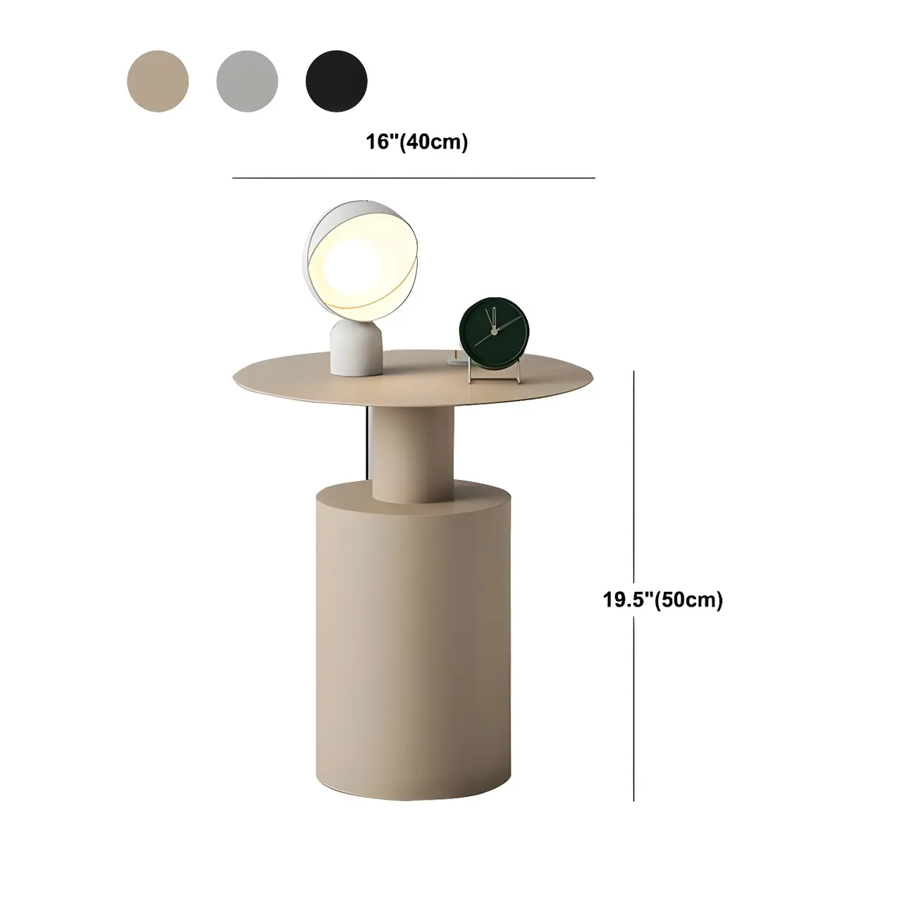 Minimalist White Metal Bedside Table in Round Shape #size | homeyfad