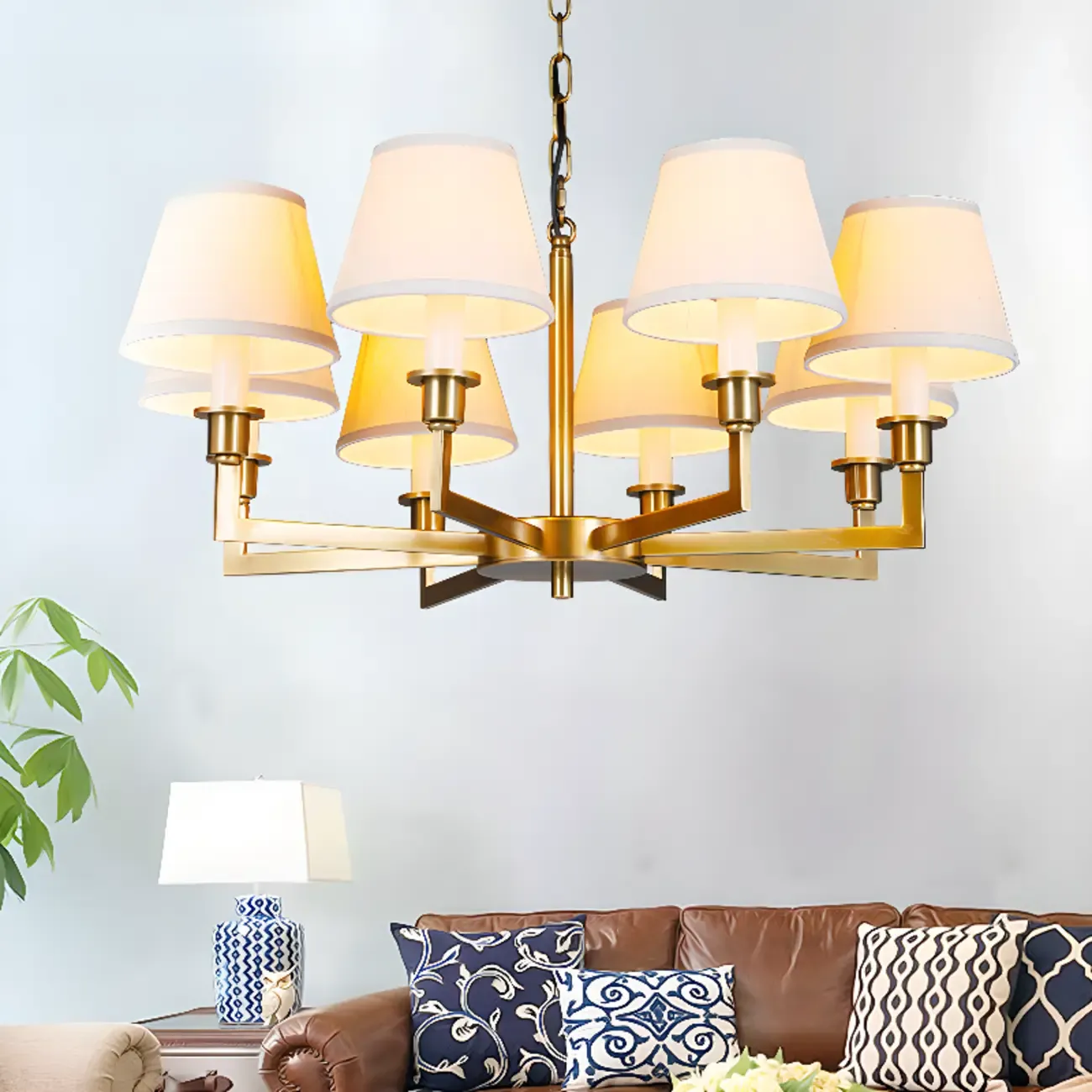  Vintage Gold Colonial Chandelier  with Adjustable Chain Image - 2