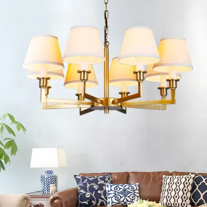  Vintage Gold Colonial Chandelier  with Adjustable Chain Image - 2