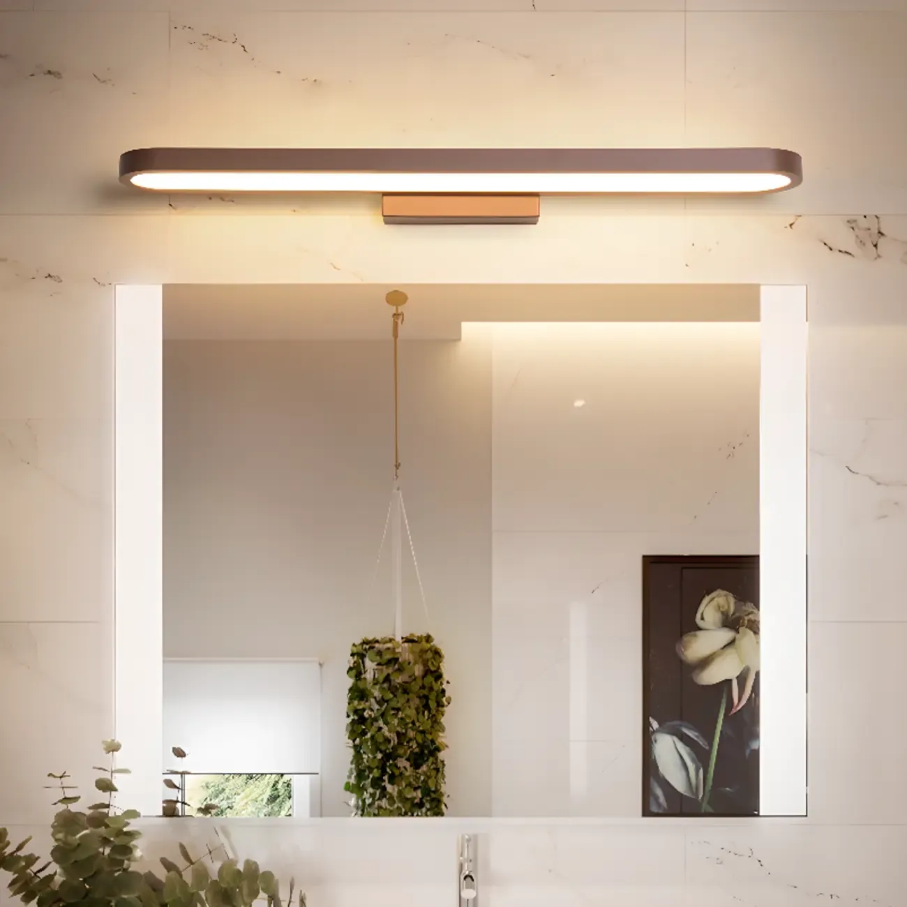 Modern White LED Vanity Light with Silica Gel Shade Image - 3