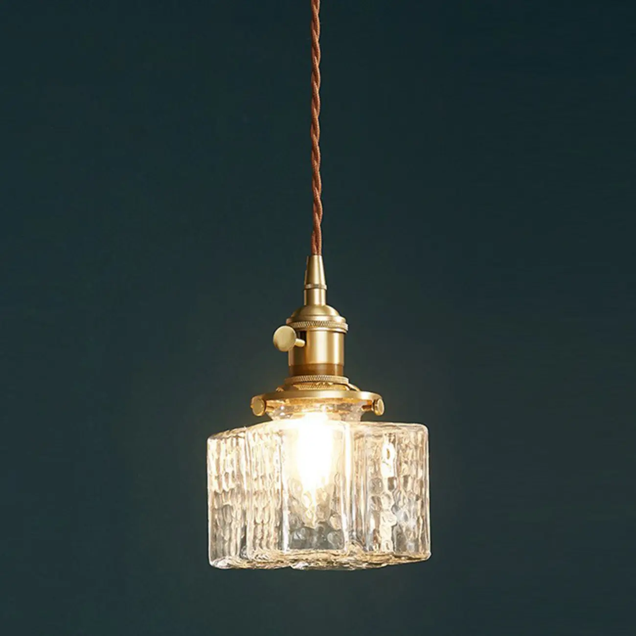 Modern Clear Glass Cuboid Hanging Pendant Light for Living Room Image - 2 | homeyfad