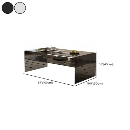 Modern Rectangular Black Coffee Table with Transparent Design Image - 15