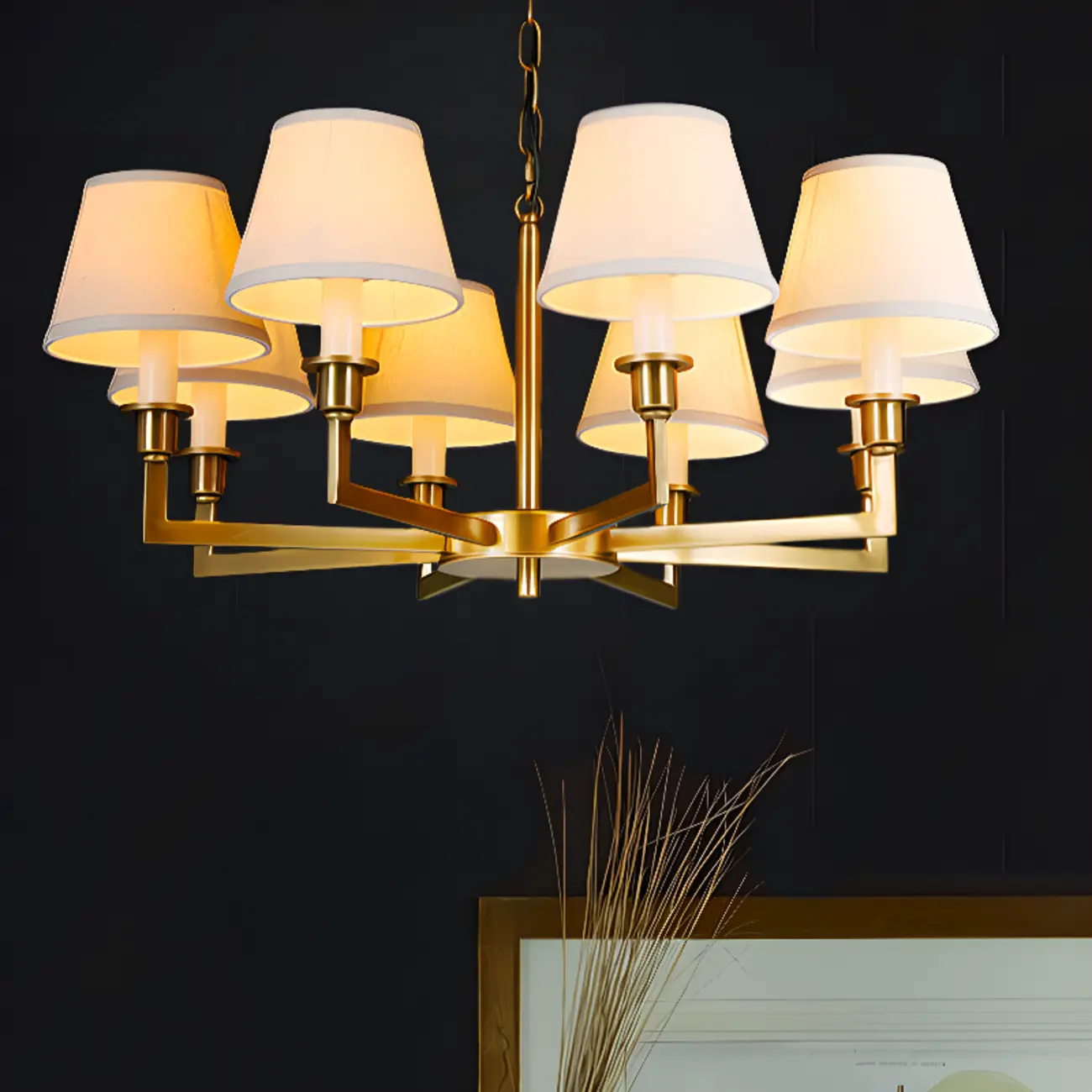  Vintage Gold Colonial Chandelier  with Adjustable Chain Image - 3 | homeyfad