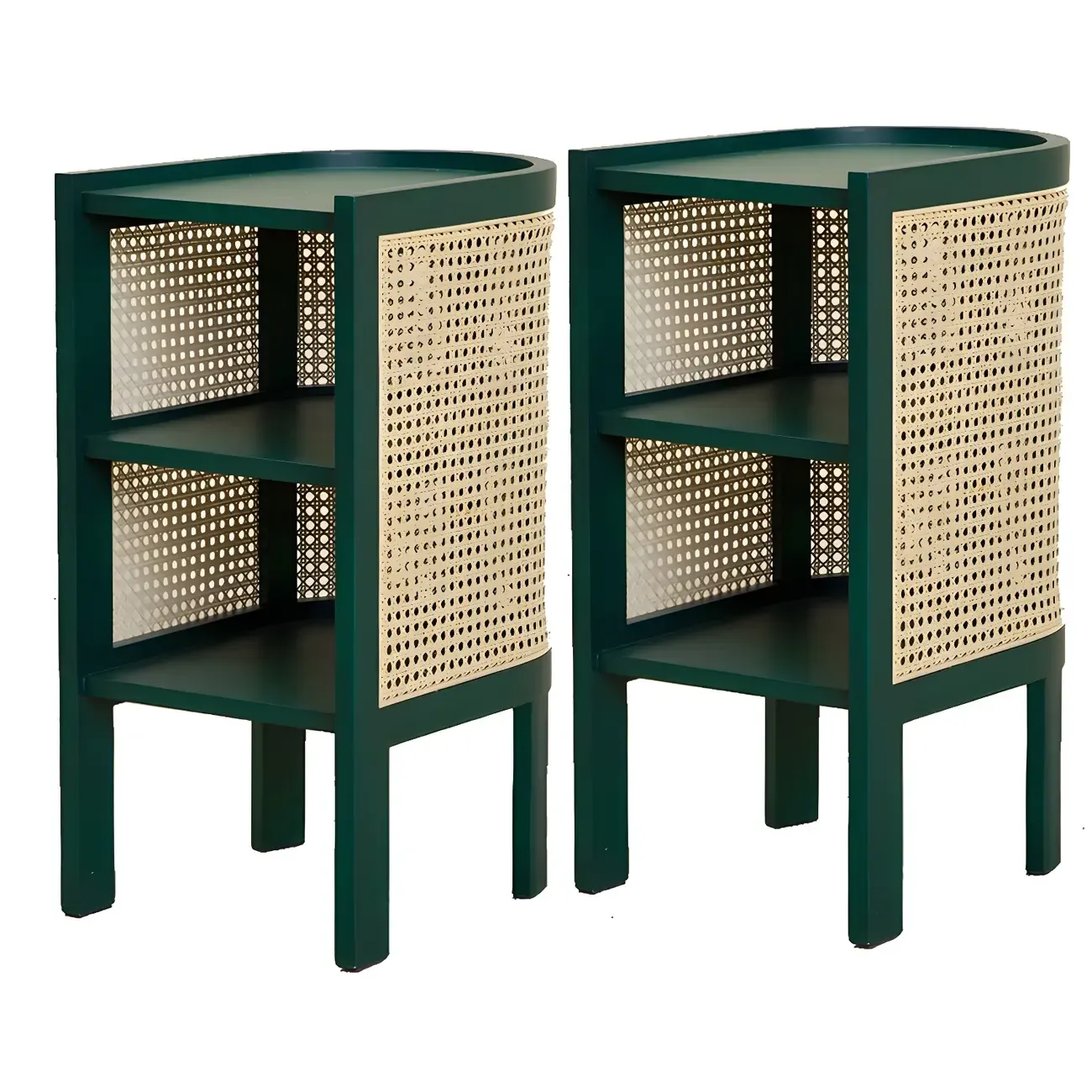 Rustic Natural Wooden Bedside Table with Open Storage Shelves Image - 9