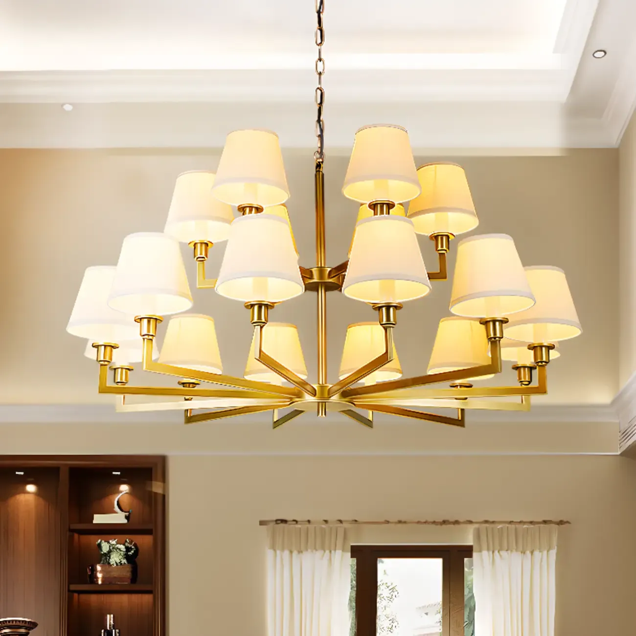 Vintage Gold Colonial Chandelier with Adjustable Chain Image - 4