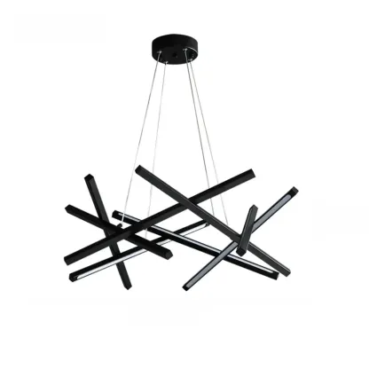 Modern Linear LED Chandelier with Geometric Metal Design Image - 8