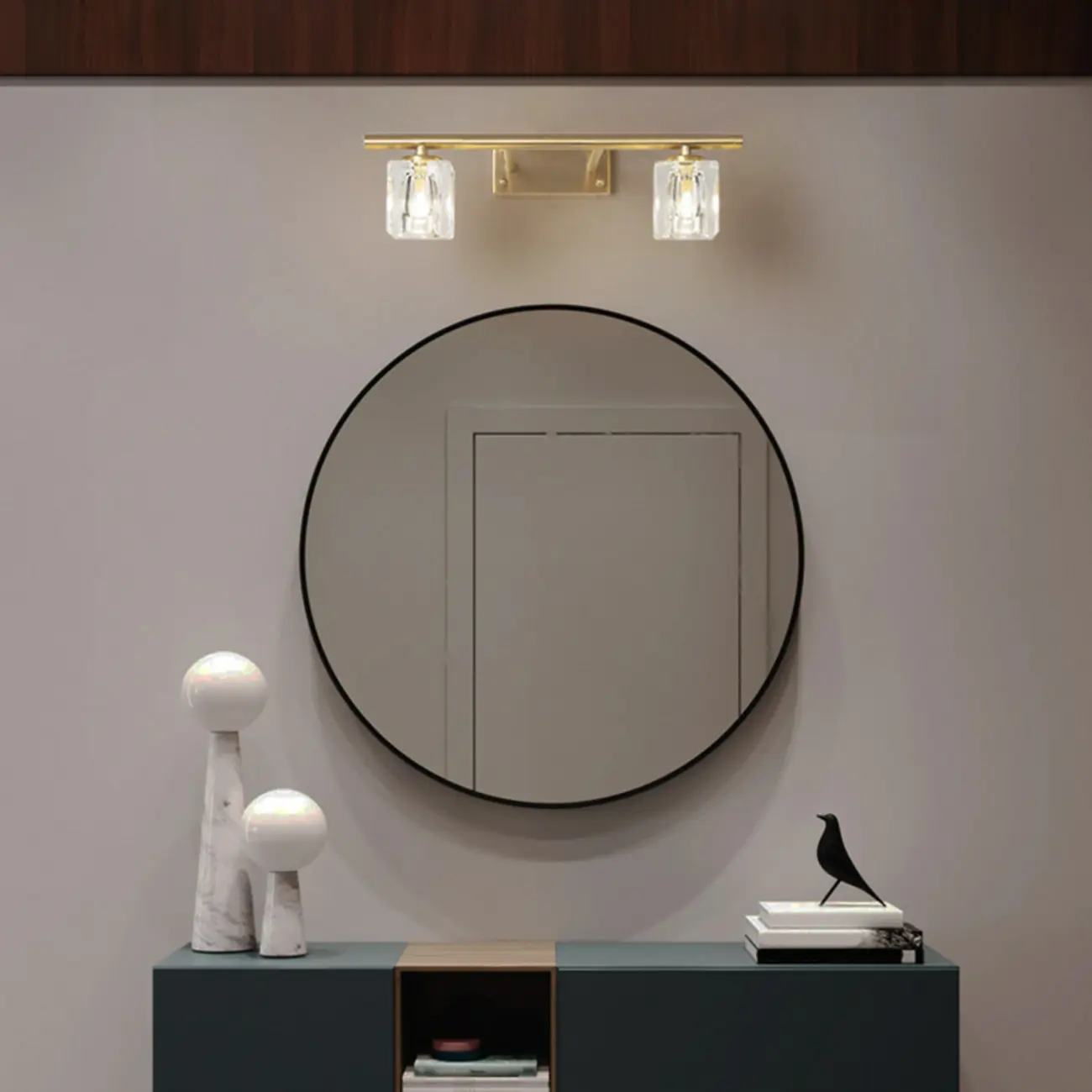 Modern Gold Bathroom Vanity Lights with Clear Crystal Shade Image - 2 | homeyfad