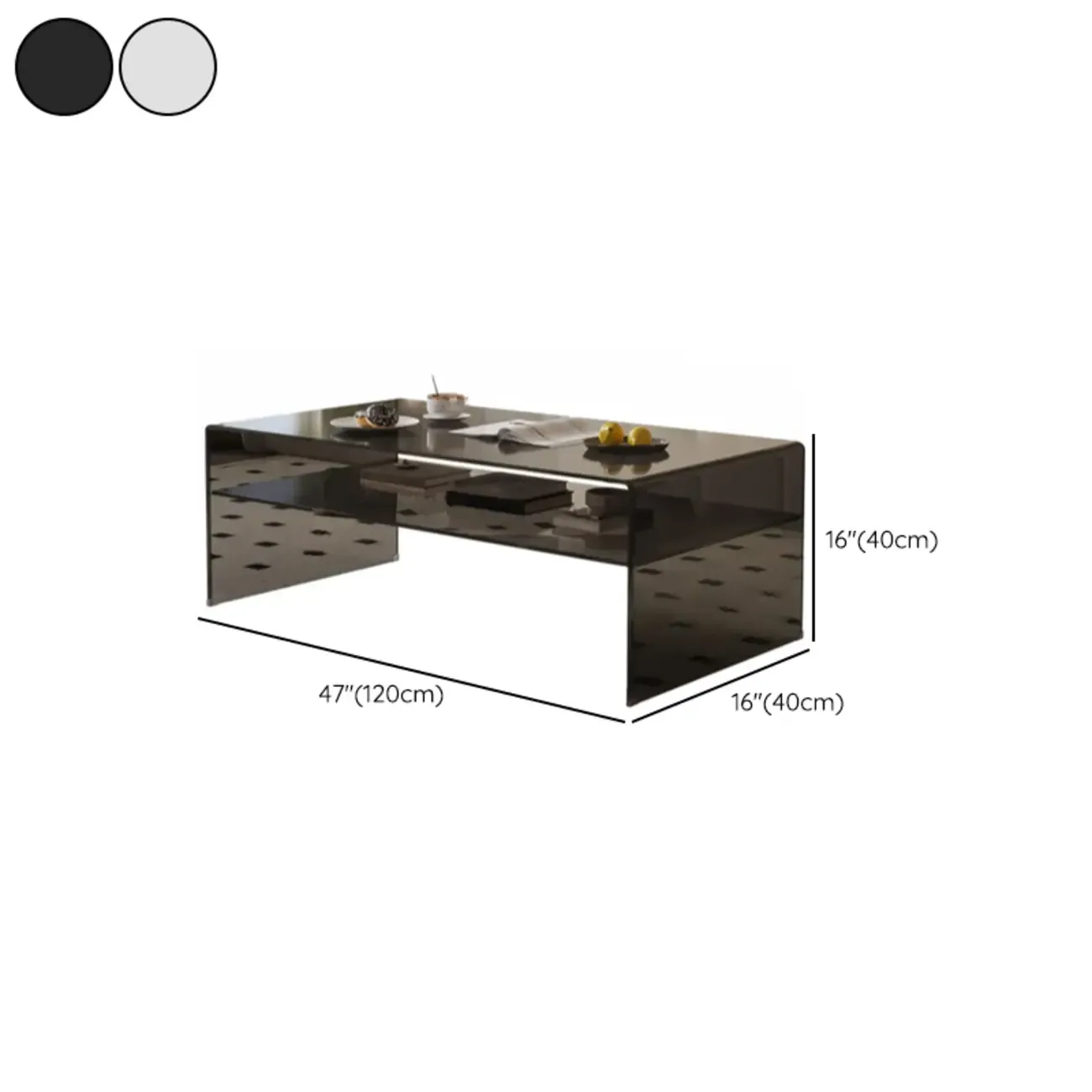 Modern Rectangular Black Coffee Table with Transparent Design Image - 17