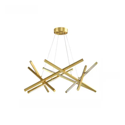 Modern Linear LED Chandelier with Geometric Metal Design Image - 9