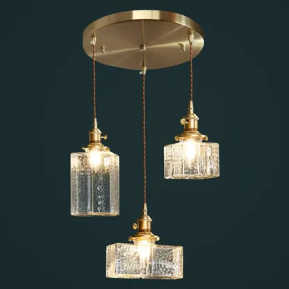 Modern Clear Glass Cuboid Hanging Pendant Light for Living Room Image - 7