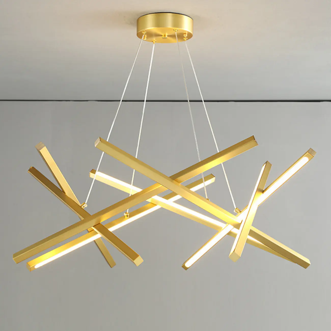 Modern Linear LED Chandelier with Geometric Metal Design Image - 11 | homeyfad