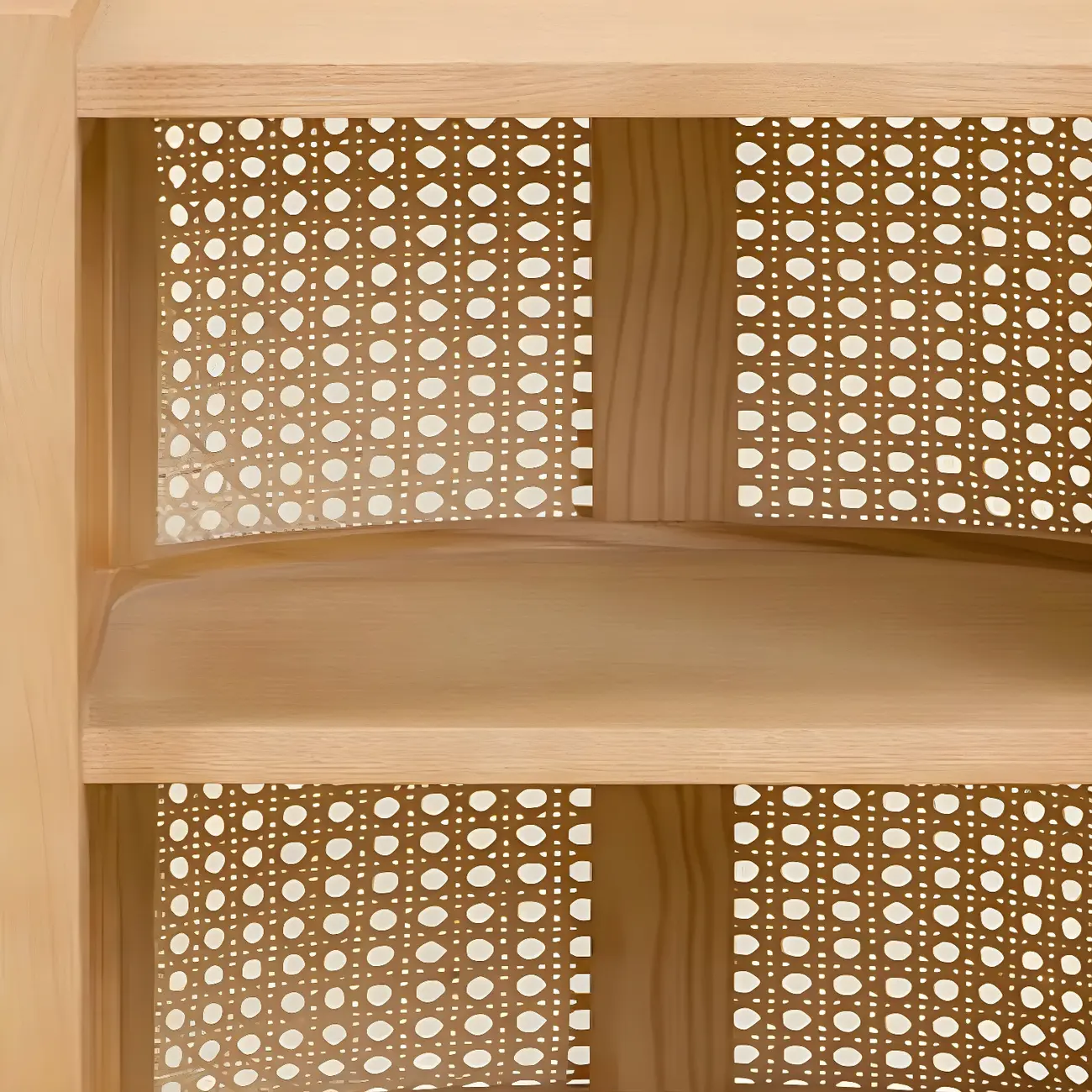 Rustic Natural Wooden Bedside Table with Open Storage Shelves Image - 11 | homeyfad