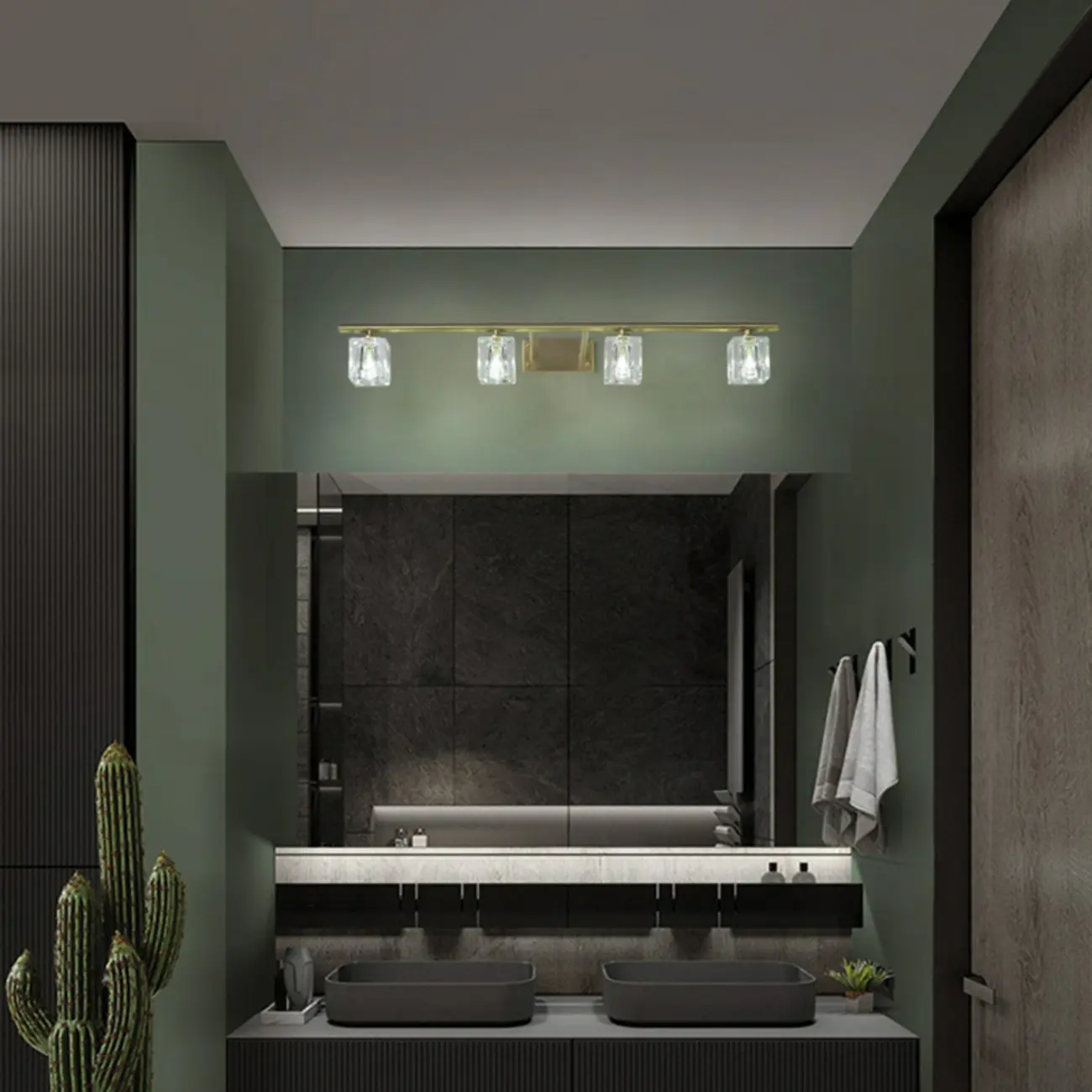 Modern Gold Bathroom Vanity Lights with Clear Crystal Shade Image - 4 | homeyfad