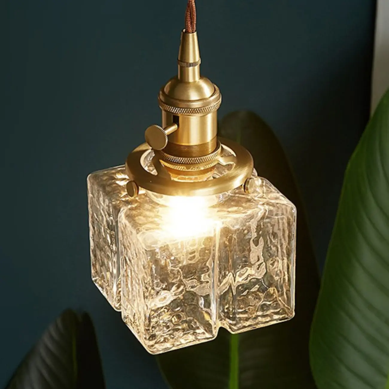 Modern Clear Glass Cuboid Hanging Pendant Light for Living Room Image - 8 | homeyfad