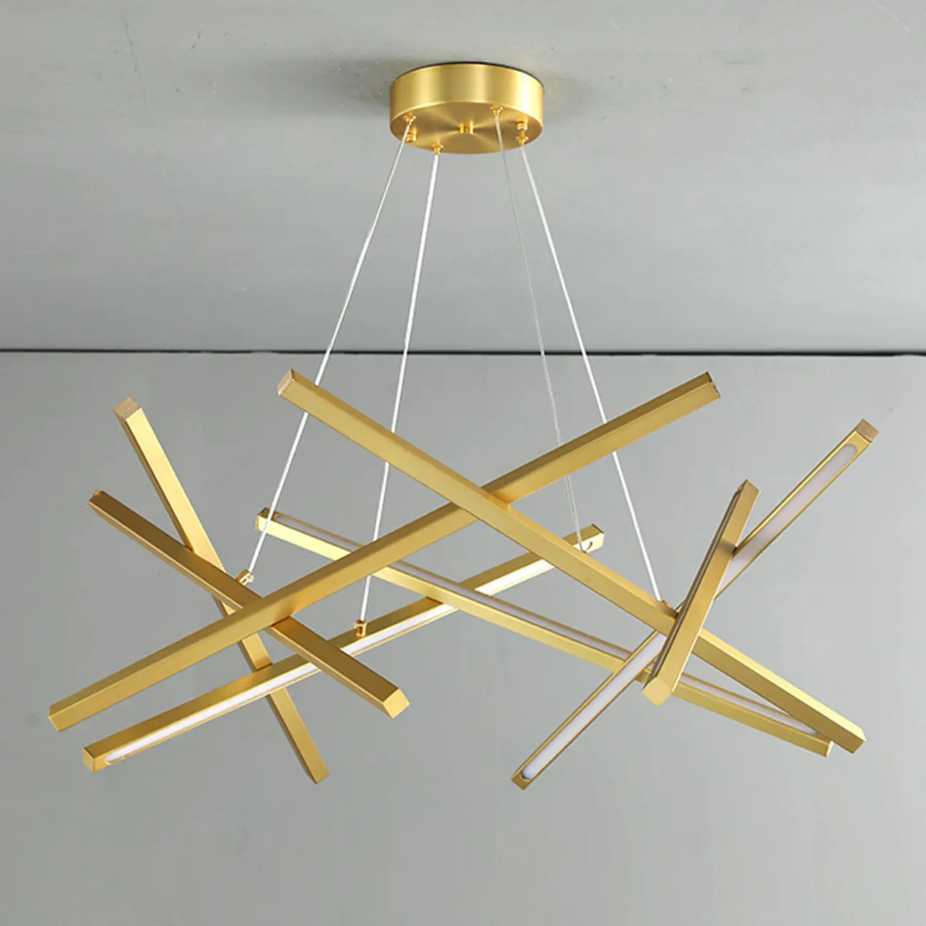 Modern Linear LED Chandelier with Geometric Metal Design Image - 12 | homeyfad