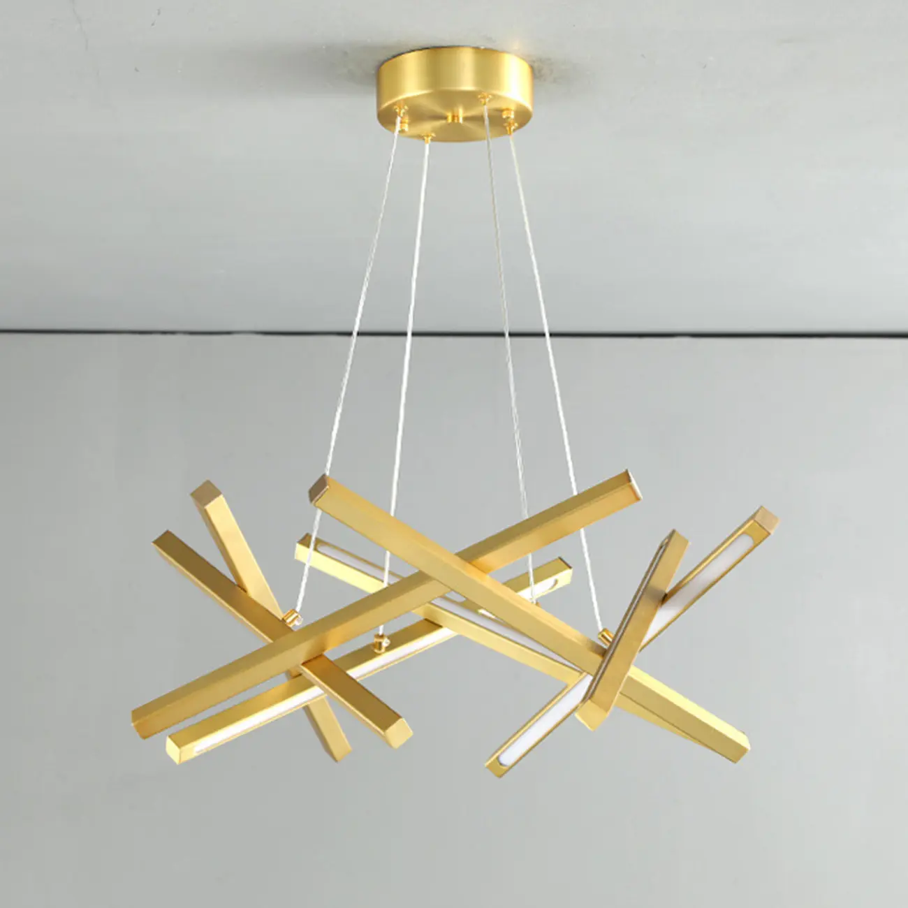 Modern Linear LED Chandelier with Geometric Metal Design Image - 13 | homeyfad