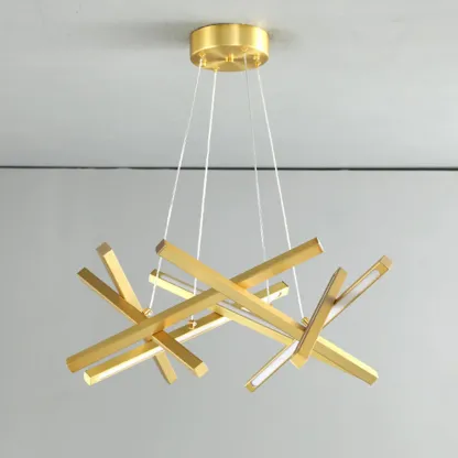 Modern Linear LED Chandelier with Geometric Metal Design Image - 13