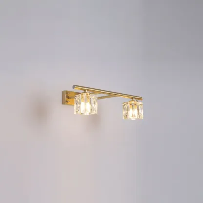 Modern Gold Bathroom Vanity Lights with Clear Crystal Shade Image - 6