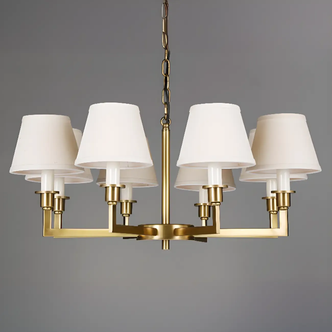 Vintage Gold Colonial Chandelier with Adjustable Chain Image - 9