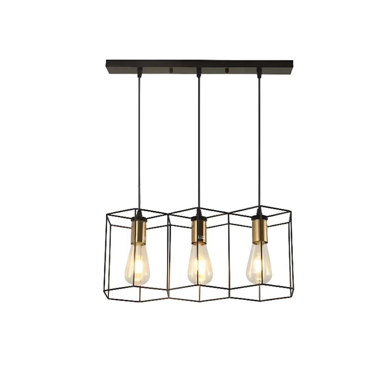Industrial Island Light Metal Black Geometric Pendant Light for Kitchen Image - 7