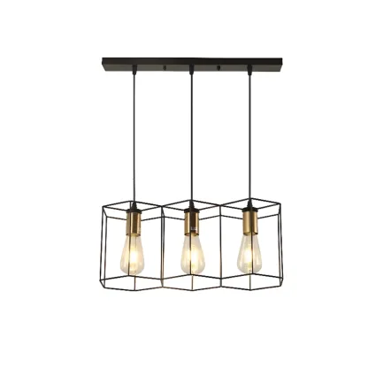 Industrial Island Light Metal Black Geometric Pendant Light for Kitchen Image - 7