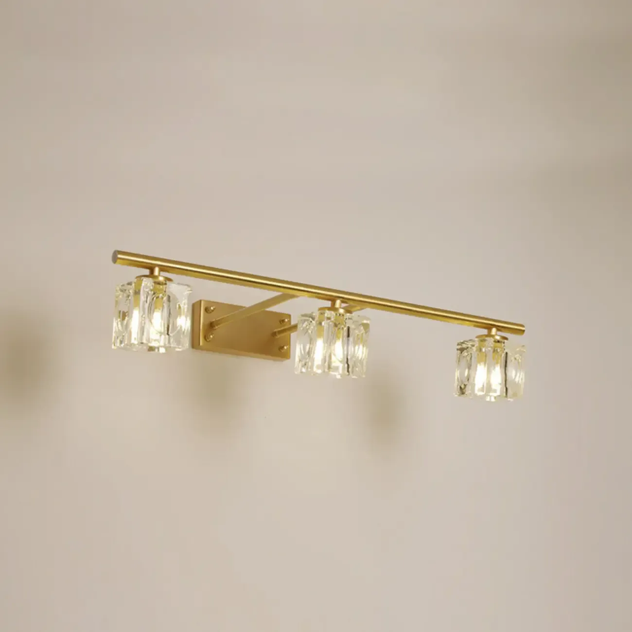 Modern Gold Bathroom Vanity Lights with Clear Crystal Shade Image - 7