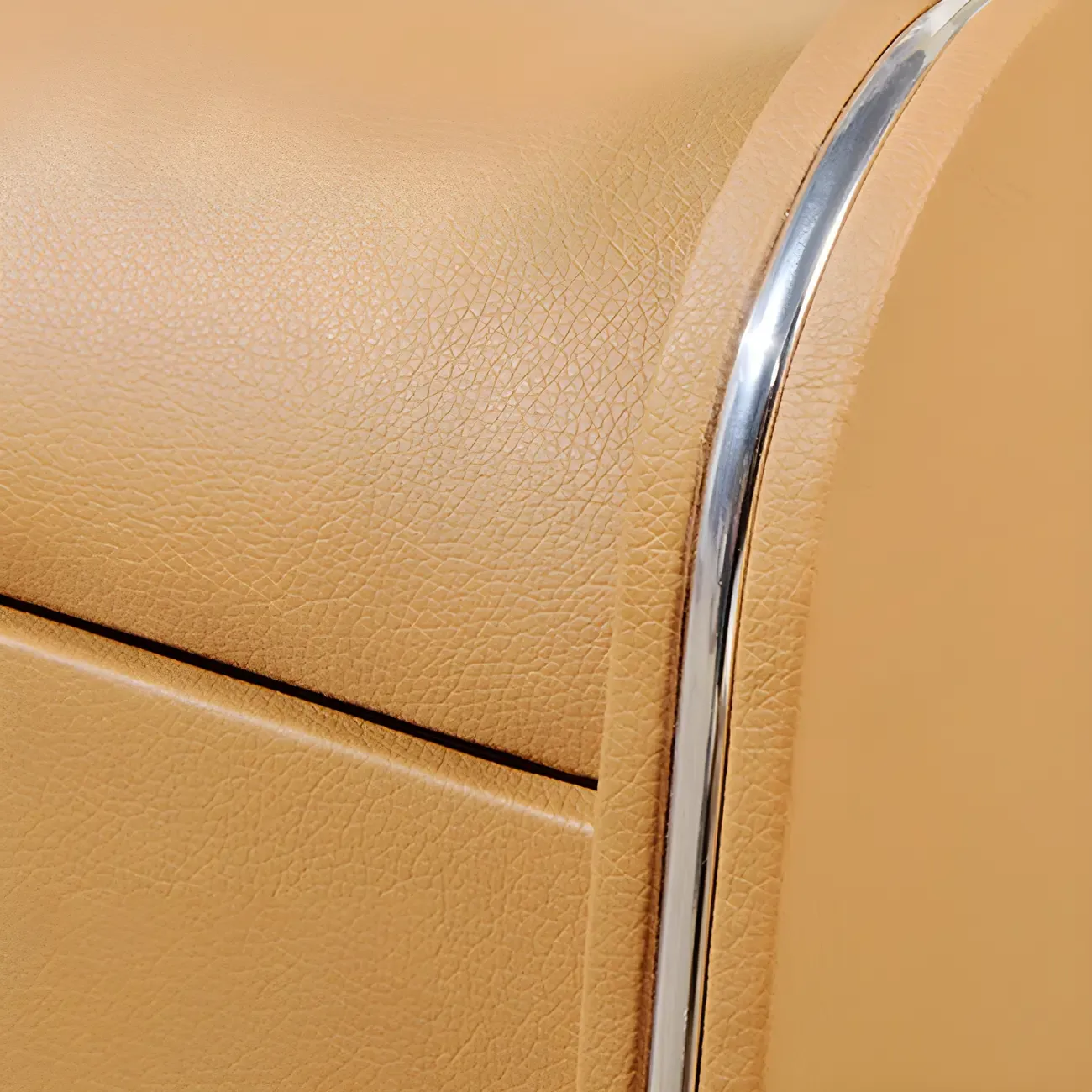 Stylish Leather Round Edge Bedside Table with 2 Drawers in Blue Image - 7