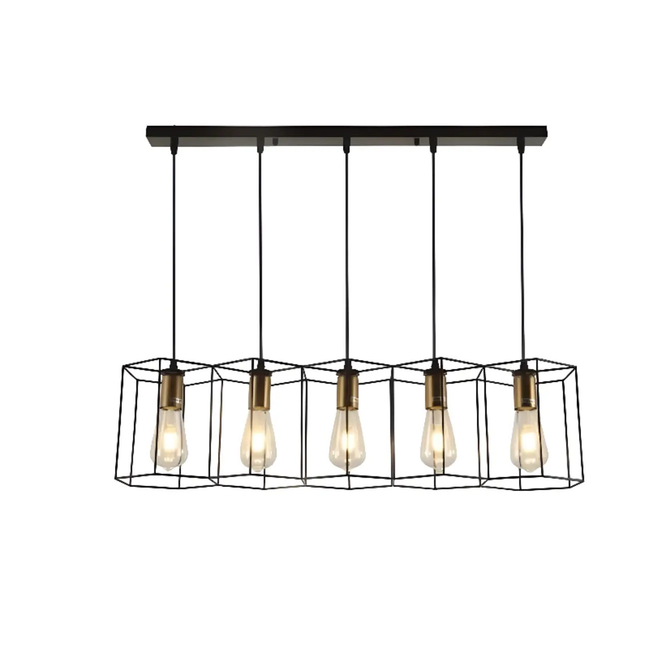 Industrial Island Light Metal Black Geometric Pendant Light for Kitchen Image - 8 | homeyfad