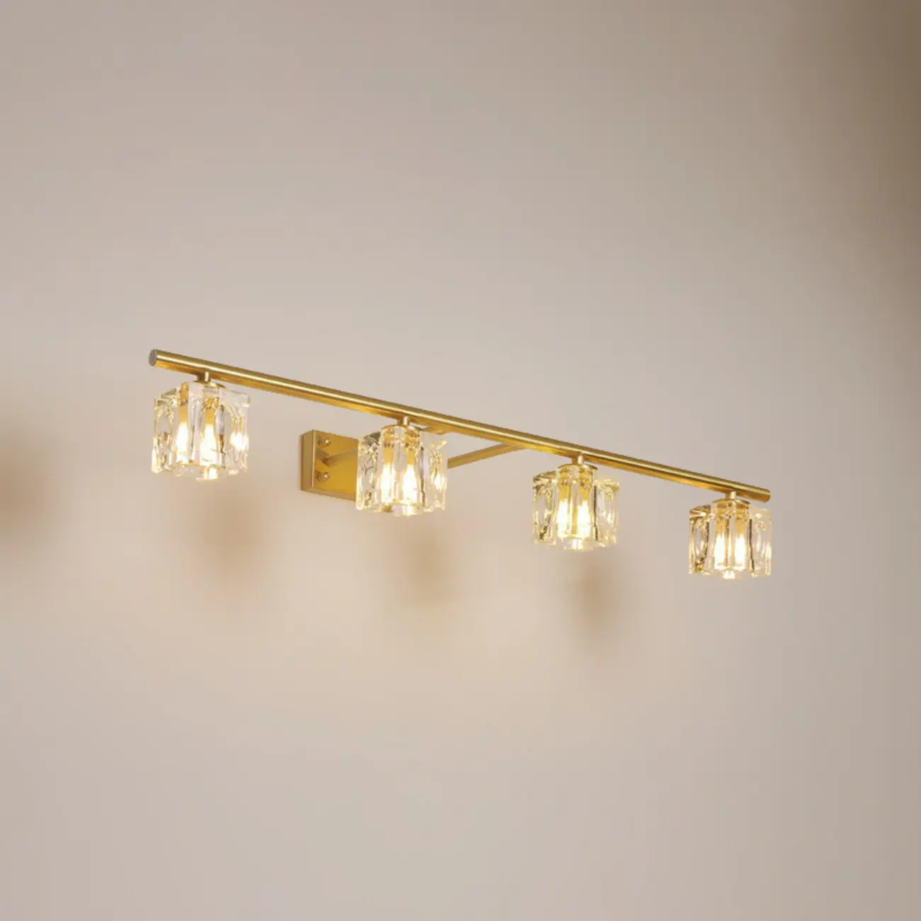 Modern Gold Bathroom Vanity Lights with Clear Crystal Shade Image - 8 | homeyfad