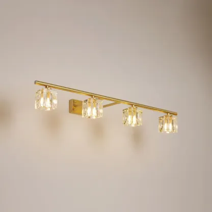 Modern Gold Bathroom Vanity Lights with Clear Crystal Shade Image - 8