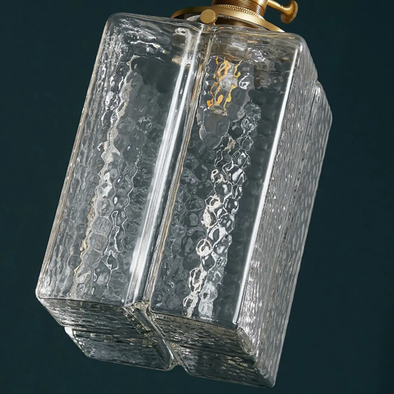 Modern Clear Glass Cuboid Hanging Pendant Light for Living Room Image - 12 | homeyfad